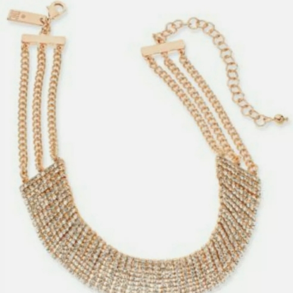 INC Gold Tone Crystal Wide Choker Necklace - Picture 1 of 3